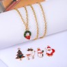 Lindo Estilo Simple Árbol De Navidad Papá Noel Acero Inoxidable Aleación Esmalte Navidad Mujeres Collar Colgante