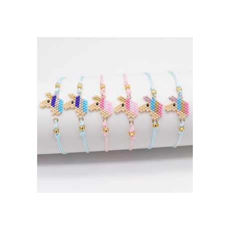 Estilo IG Lindo Unicornio Vidrio soga Con Cuentas Hecho A Mano Mujeres Pulsera