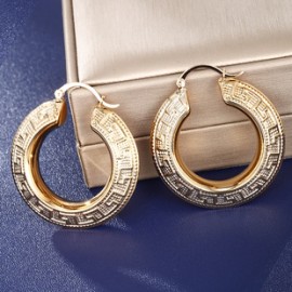 1 Par Estilo Vintage XUPING Geométrico Circulo Enchapado ABS Chapado En Oro De 14 Quilates. Aretes