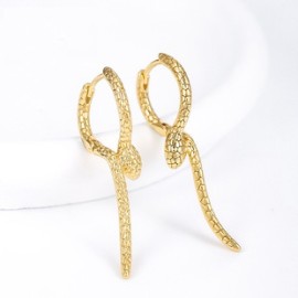 1 Par Elegante Retro XUPING Serpiente Enchapado Aleación de Cobre Chapado En Oro De 24 Quilates. Aretes