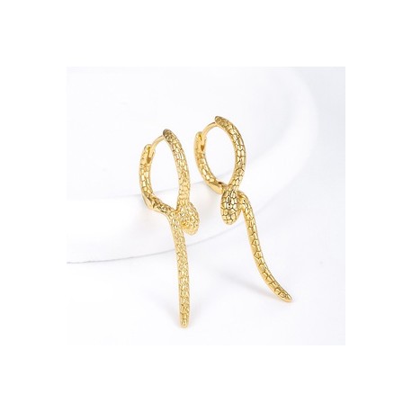 1 Par Elegante Retro XUPING Serpiente Enchapado Aleación de Cobre Chapado En Oro De 24 Quilates. Aretes