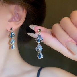 1 Par Estilo IG Brillante Borla Embutido Aleación Diamantes De Imitación Pendientes De Gota