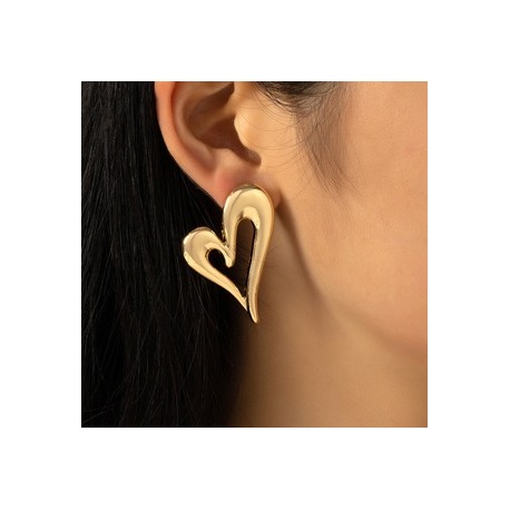 1 Par Estilo Simple Forma De Corazón Enchapado Aleación Chapado En Oro Pendientes