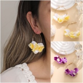 1 Par Estilo IG Flor Poliéster Metal Aretes