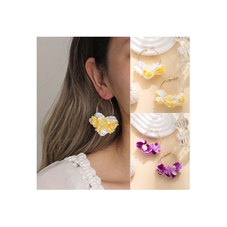 1 Par Estilo IG Flor Poliéster Metal Aretes