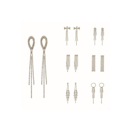 1 Par Glamour Nudo De Lazo Embutido Metal Diamante Artificial Pendientes De Gota