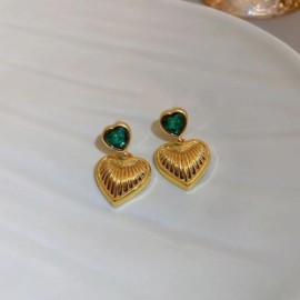 1 Par Estilo Simple Viajar Diariamente Forma De Corazón Enchapado Embutido Aleación Diamantes De Imitación Chapado En Oro Pendi