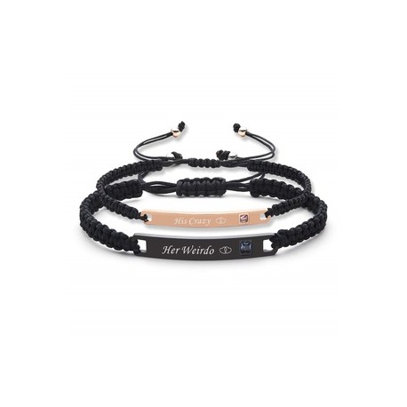 Casual Estilo Clásico Letra Acero Inoxidable soga Tejido De Punto Embutido Circón Pareja Pulsera