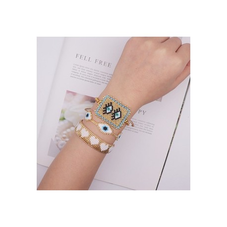 Casual Estilo Vintage Ojo Del Diablo Forma De Corazón Vidrio soga Hecho A Mano Mujeres Pulsera