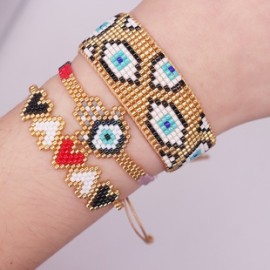 Estilo Vintage Ojo Del Diablo Palma Vidrio Hecho A Mano Mujeres Pulsera