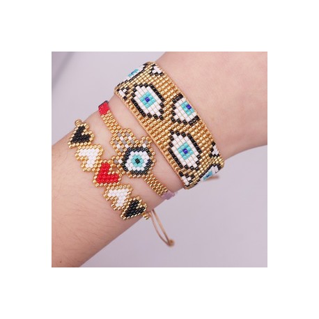 Estilo Vintage Ojo Del Diablo Palma Vidrio Hecho A Mano Mujeres Pulsera