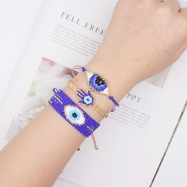 Estilo Étnico Bohemio Ojo Del Diablo Palma Vidrio Con Cuentas Hecho A Mano Unisexo Pulsera