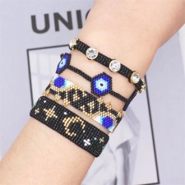 Estilo Étnico Bohemio Estrella Luna Ojo Vidrio Irregular Con Cuentas Unisexo Pulsera