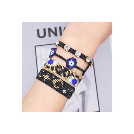 Estilo Étnico Bohemio Estrella Luna Ojo Vidrio Irregular Con Cuentas Unisexo Pulsera