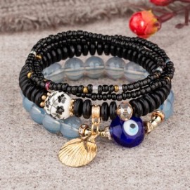 Estilo Étnico Ojo Del Diablo Aleación Cuenta de Semillas Con Cuentas Mujeres Pulsera