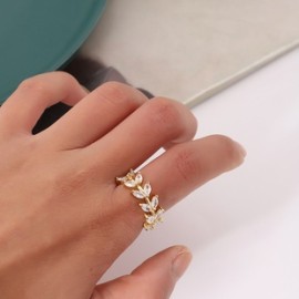 Estilo Simple Sale De Metal Enchapado Embutido Circón Mujeres Anillos abiertos