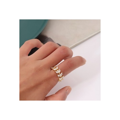 Estilo Simple Sale De Metal Enchapado Embutido Circón Mujeres Anillos abiertos