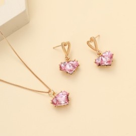 Estilo IG Estilo francés Estilo coreano Forma De Corazón Aleación Embutido Piedras Preciosas Artificiales Mujeres Aretes Collar