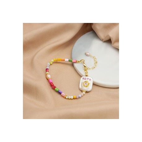 Estilo Simple Bloque De Color Perlas Barrocas Enchapado Chapado En Oro De 18 Quilates. Mujeres Pulsera