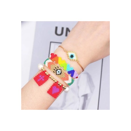 Estilo IG Casual Cruzar Forma De Corazón Ojo Perla De Imitación Vidrio soga Con Cuentas Hecho A Mano Mujeres Pulsera