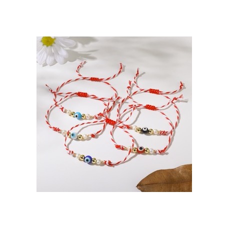 Estilo Clásico Perla Ojo Algodón Vidrio Cobre Trenza Unisexo Pulsera