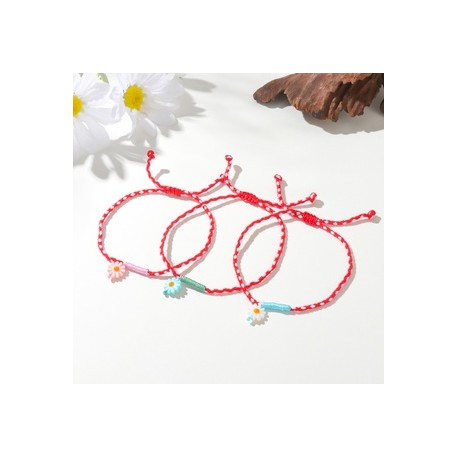 Casual Estilo Simple Flor Algodón Cascarón Con Cuentas Tejido De Punto Mujeres Pulsera