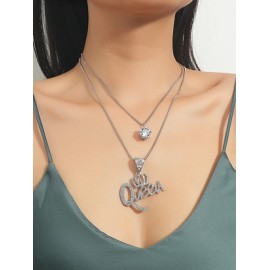 Casual Vacaciones Letra Aleación Vidrio Mujeres Collares de Doble Capa