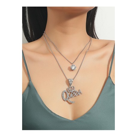 Casual Vacaciones Letra Aleación Vidrio Mujeres Collares de Doble Capa