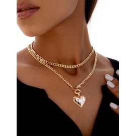 Estilo moderno Estilo Simple Forma De Corazón Planchar Cobre Embutido Circón Día De San Valentín Mujeres Collar Colgante