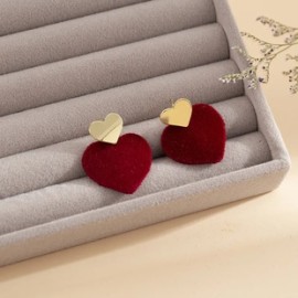 1 Par Elegante Romántico Forma De Corazón Aleación Pendientes