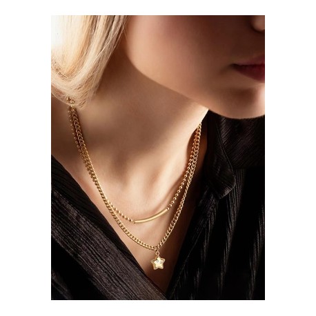 Hip Hop Estilo Simple Estrella Planchar Cobre Mujeres Collar Colgante