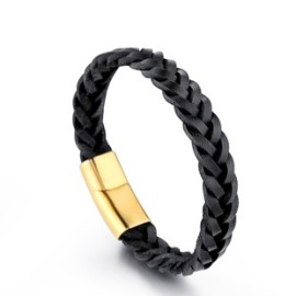 Estilo Simple Color Sólido Acero Titanio Trenza Hombres Pulsera