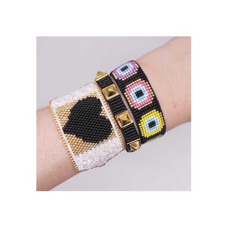 Estilo Étnico Bohemio Ronda Forma De Corazón Vidrio Con Cuentas Hecho A Mano Unisexo Pulsera