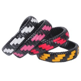 Hip Hop Bloque De Color Cuero Sintético Tejido De Punto Hombres pulsera