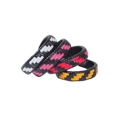 Hip Hop Bloque De Color Cuero Sintético Tejido De Punto Hombres pulsera