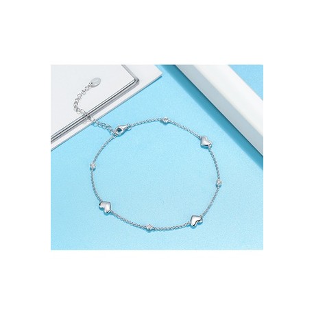 Estilo Simple Forma De Corazón Plata Esterlina Enchapado Blanco Oro Plateado Mujeres Calcetín