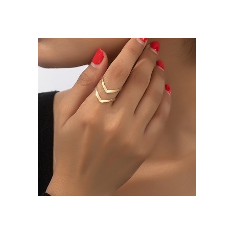 Estilo Simple Forma V Aleación Enchapado Chapado En Oro Mujeres Anillos abiertos