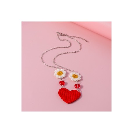 Romántico Forma De Corazón Flor Tejer Aleación de zinc Día De San Valentín Mujeres Collar Colgante