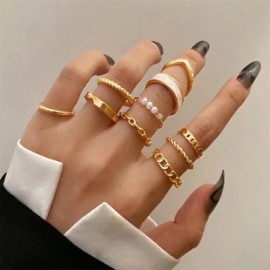 Estilo Simple Color Sólido Aleación Enchapado Mujeres Anillos