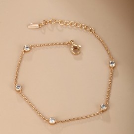 Estilo Simple Color Sólido Chapado En Oro De 18 Quilates. Diamante Artificial Aleación Venta Al Por Mayor Pulsera