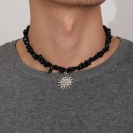 Casual Sol Aleación grava Enchapado Hombres Collar Colgante