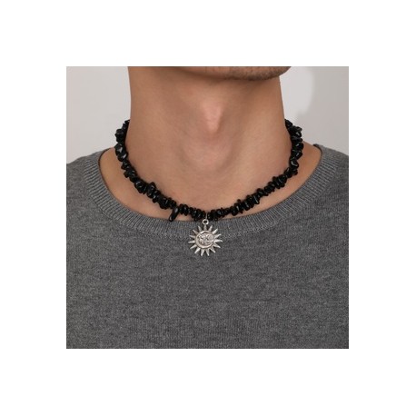 Casual Sol Aleación grava Enchapado Hombres Collar Colgante