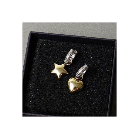 1 Par Estilo Simple Estrella Forma De Corazón Enchapado Embutido Metal Diamante Artificial Pendientes De Gota