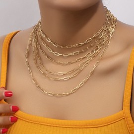 Estilo nórdico Hip Hop Punk Impresión De Cadenas Aleación Enchapado Chapado En Oro Unisexo Collar