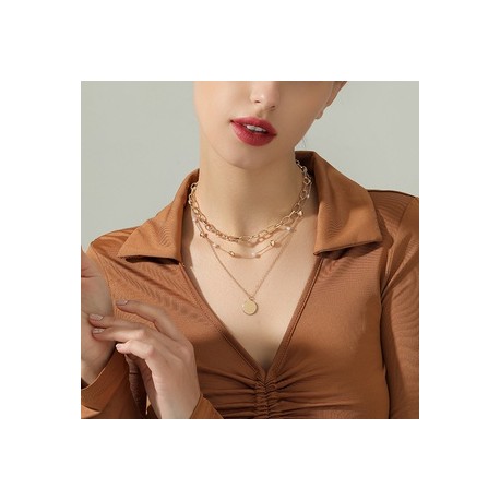 Casual Elegante Forma De Corazón Planchar Perla Chapado En Oro De 14 Quilates. Mujeres Collar de Tres Capas