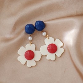 1 Par Retro Flor Resina Pendientes De Gota