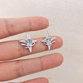 1 Par Estilo IG Estrella Enchapado Embutido Aleación Diamantes De Imitación Pendientes