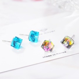 1 Par Estilo Simple Cuadrado Cristal Artificial Pendientes