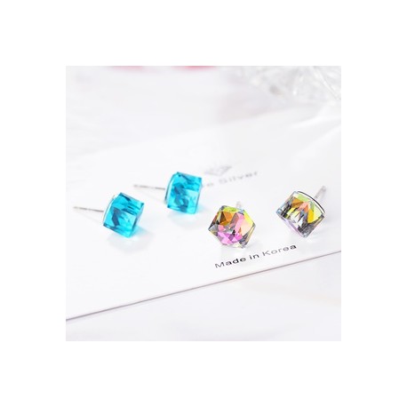 1 Par Estilo Simple Cuadrado Cristal Artificial Pendientes