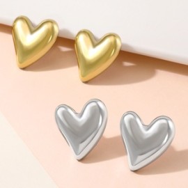 1 Par Estilo IG Estilo Simple Forma De Corazón Enchapado El Plastico Resina Chapado En Oro De 14 Quilates. Pendientes